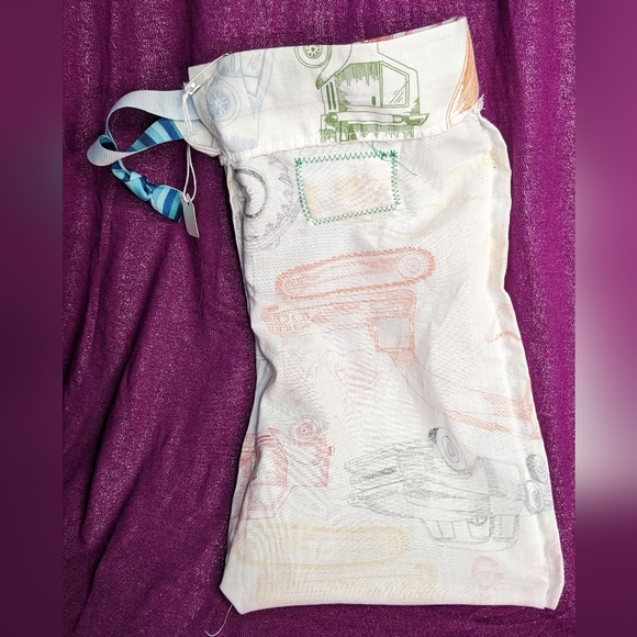 Reusable produce bag with tare weight- trucks and blue ribbon - Picture 3 of 6